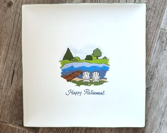 Retirement Guest Book Alternative Gift, signature platter, retirement keepsake, guestbook gift lake square