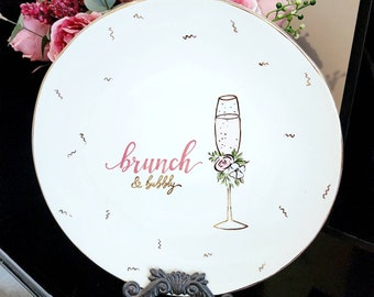 Quick Ship Brunch and Bubbly Wedding Bridal Shower Guest Book Plate Unique Alternative