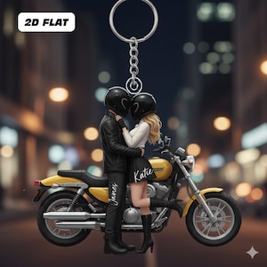 Personalized Motorcycle Kissing Doll Couple Ornament