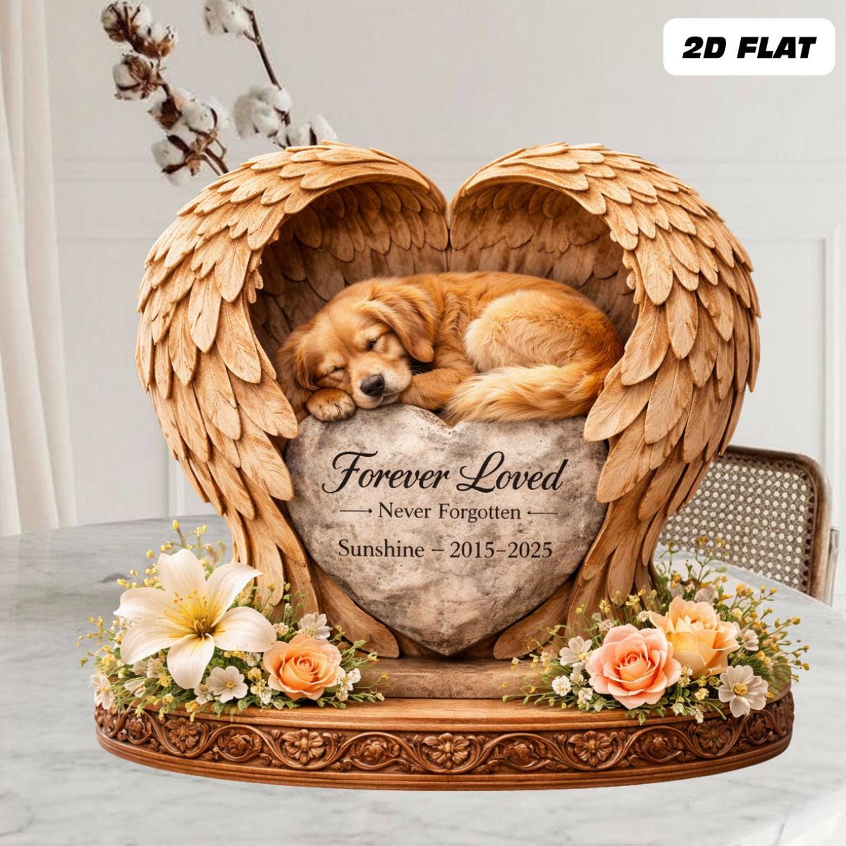 Personalized Dog Memorial Acrylic Plaque, Sleeping Dog Angel Wings ...