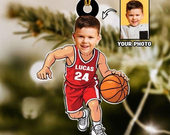 Custom Face Basketball Ornament, Personalized Photo Ornament, Funny Face Ornament, Basketball Players Ornament,Basketball Christmas Ornament