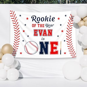 Rookie Of The Year Birthday Banner, Baseball First Birthday, Personalization Birthday Banner, Custom Name Banner, Baseball Birthday Banner