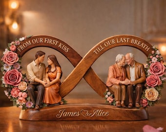 Custom Couple Our First Kiss Till Our Last Breath Acrylic Plaque, Valentine's day Anniversary Gift, Couple Gift Decor Home