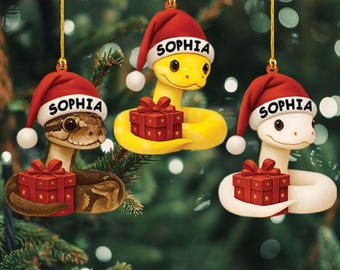 Personalized Ball Python Xmas Ornament 2025, Custom Snake Christmas Ornament, Reptile Lover Gift, Exotic Pet Ornament, Snake Holiday Decor