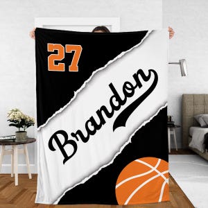 Personalized Basketball Blankets, Custom Name Blanket, Basketball Lover Gift, Birthday Gift Boy, Basketball Blanket, Basketball Player Gift