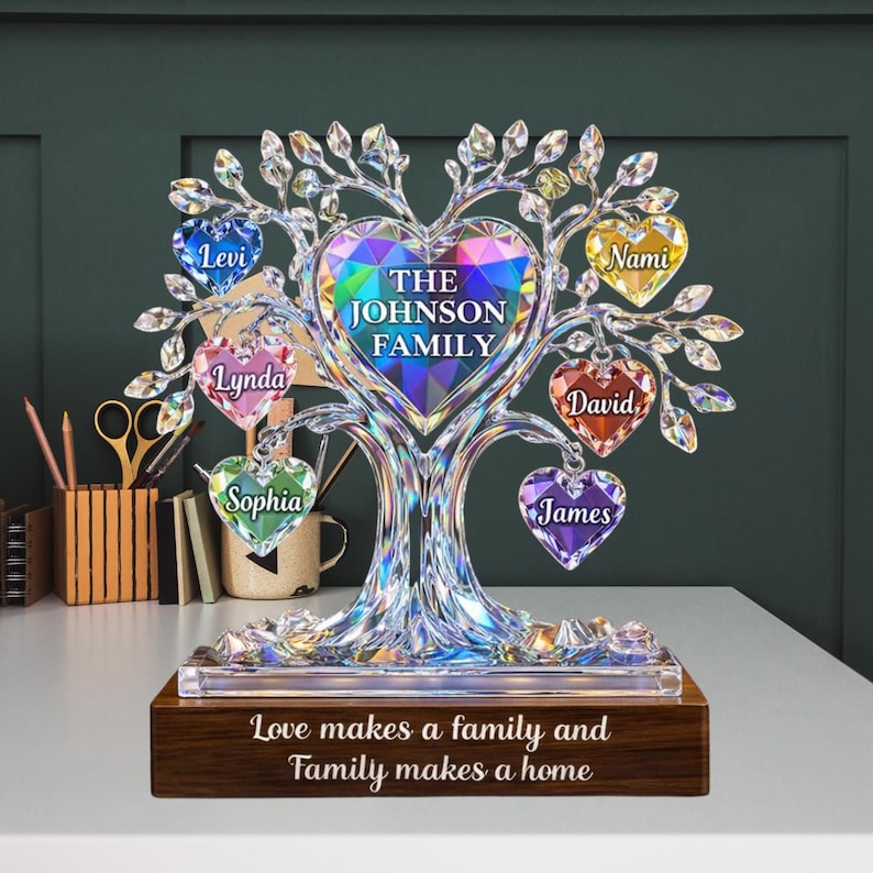 Personalized Family Tree 2D FLAT Acrylic Block, Family Acrylic Plaque ...