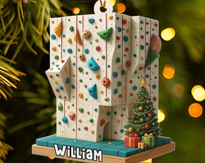 Personalized Climbing Wall Ornament: Acrylic Christmas Decoration