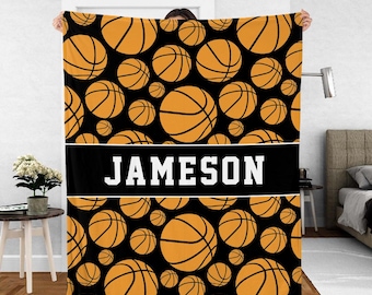 Personalized Basketball Blanket: Custom Name, Plush or Sherpa Fleece