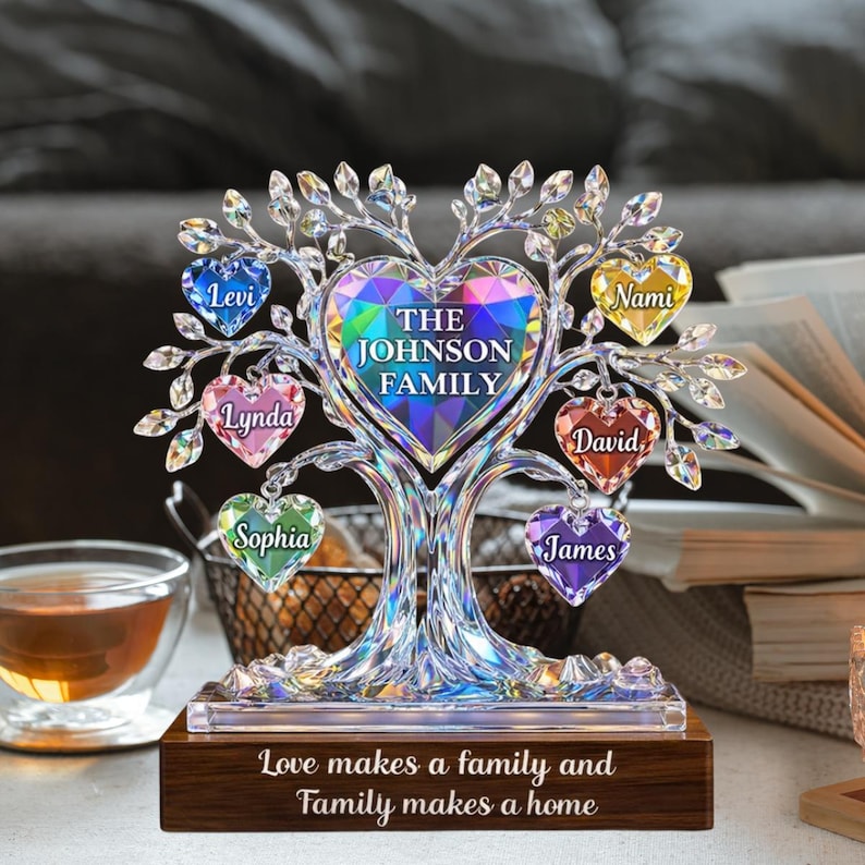 Personalized Family Tree 2D FLAT Acrylic Block, Family Acrylic Plaque ...