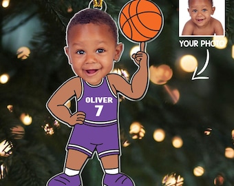 Custom Face Basketball Ornament, Personalized Basketball Ornament, Custom Photo Ornament, Basketball Christmas Ornament, Gift For Christmas