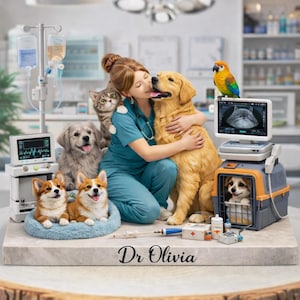 Personalized Veterinarian Acrylic Plaque, Custom Vet Gift Doctor Olivia Pet Lover Decor Home, Veterinarian Acrylic Block Office Decoration