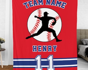 Custom Baseball Blanket, Personalized Blanket For Baseball Lovers, Baseball Player Gifts, Birthday Gift For Boy, Baseball Gifts