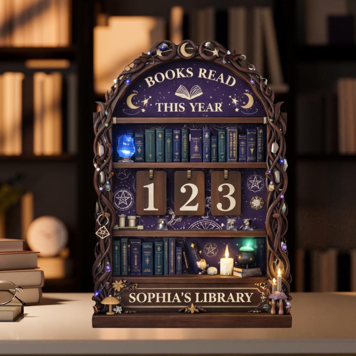 Personalized Vintage Book Read Tracker Wooden, Book Lover, Reading Tracker, Books Read This Year Counter, Reading Lover Gift, Library Decor