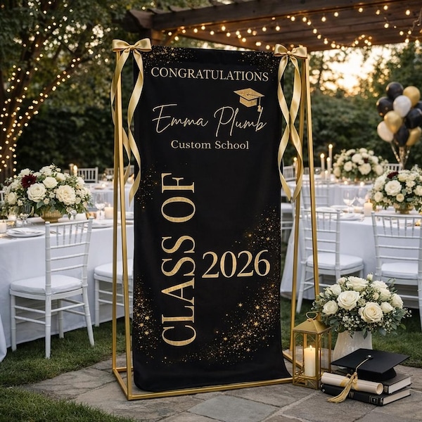Personalized Graduation Tapestry, Polyester Banner Class of 2026, Custom Name Grad Backdrop, School Celebration Decoration, Fabric Wall