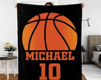 Personalized Basketball Blanket: Custom Name Throw, Plush or Sherpa