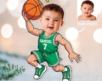 Custom Face Basketball Ornament, Personalized Photo Christmas Ornament, Custom Basketball Ornament, Basketball Players Ornament,Kid Ornament