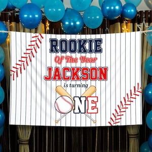 Rookie Of The Year Birthday Banner, Personalization Birthday Banner, Custom Name Banner, Baseball Birthday Banner, Baseball First Birthday