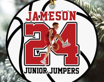 Personalized Basketball Ornament, Custom Photo Basketball Ornament, Kid Christmas Ornament, Christmas Gift For Kid,Sports Christmas Ornament