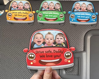 Dad Car Visor Clip With Kids Photo, Fathers Day Gifts From Kids, Car Visor Clip, Drive Safe Daddy Gift For Grandpa, New Dad Gift For Dad