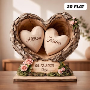 Custom Wooden Tree Hole Heart Decor, Personalized Couple Name Date Wooden Decor For Couple,Home Decor, Anniversary Valentine Gift for Couple