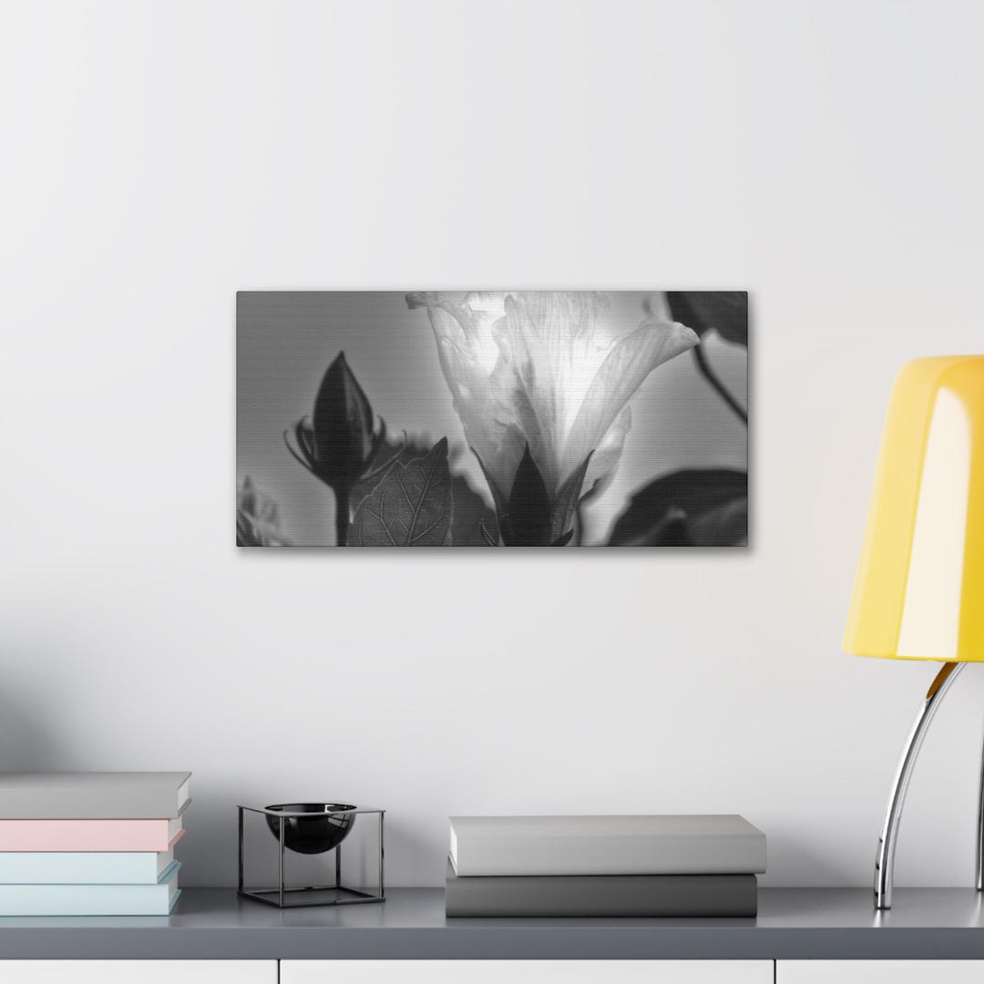 Elegant Black and White Flower Canvas Gallery Wrap, Floral Wall Art ...