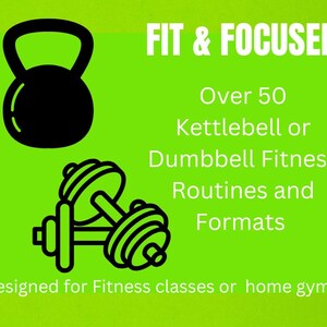 Fitness Classes or At Home Gym Workout routines and Formats.  Including Kettlebells, dumbbells, and body weight.