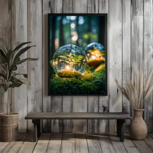 Pósteres enrollables inspirados en la naturaleza de ensueño / Arte mural de bosque mágico para la decoración del hogar / Láminas botánicas encantadas / Decoración serena para el dormitorio