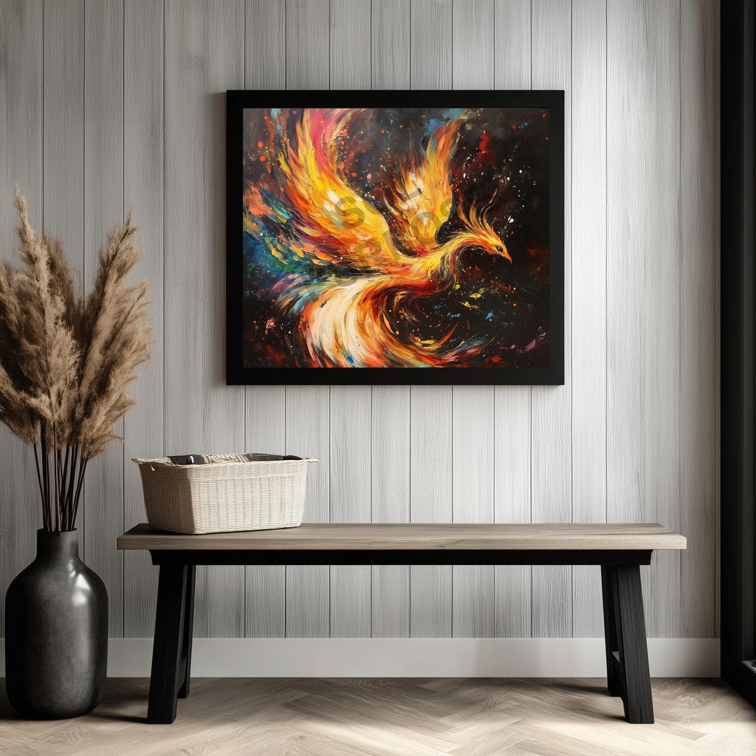 Fiery Phoenix Digital Art | Abstract Phoenix Rising Painting | Vibrant ...