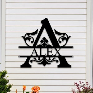 Carta de metal personalizada | Placas de metal com sobrenome | Cabide de porta personalizado | Presente de inauguração de casa para a família | Decoração externa personalizada | Presente de casamento
