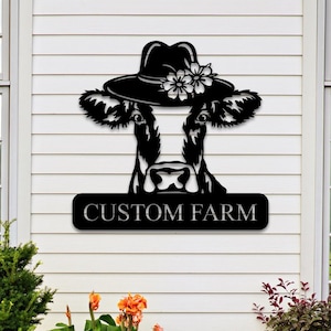 Metal Cow Themed Farmer Sign | Custom Farmer Sign | Farmhouse Decor | Farm Animals Sign | Personalized Cow Sign | Plasma Cut Steel Sign