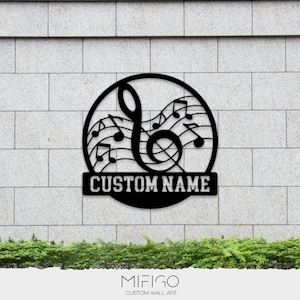 Custom Music Notes Metal Sign | Personalized Music Studio Decor | Musician Gift