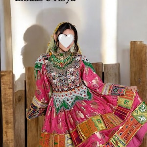 Exquisite Pink & Green Afghan Dress – Handmade Embroidered Attire | Libaas-e-Roya