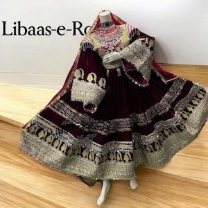 Traditional Afghan Velvet Dress – Hand-Embroidered Gown | Libaas-e-Roya