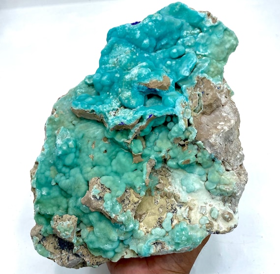 4.9 Kg Unique Museum Grade Natural Bubbly SMITHSONITE & AZURITE Inclusion Specimen @AFGHANISTAN Mineral Collectors/Display Specimen