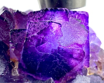 552 Gram Unique Piece! Purple/Blue Etched Cubic FLUORITE Specimen From PAKISTAN Mineral Collectors/Mineral Specimen/Home Decoration/Bi Color