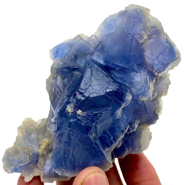 359 Gramm einzigartige Form natürliches blaues Linien Phantom kubisches FLUORIT Exemplar aus PAKISTAN Mineraliensammler / Mineralexemplar