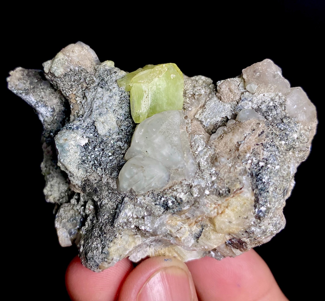 117 Gram Unique Rare Natural Green Sphene TITANITE With ALBITE Crystal ...