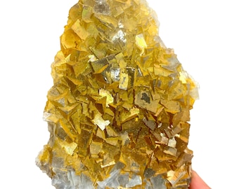 370 Gram Unique Natural Iridescent (Rainbow) Cubic FLUORITE Specimen @PAKISTAN Mineral Collectors/Display Specimen