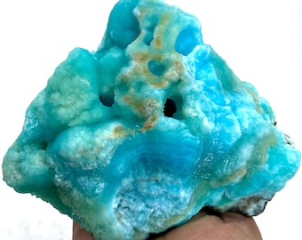 1405 Gram Unique Large Piece! Natural Blue Color (Banded) ARAGONITE Specimen @AFGHANISTAN Mineral for Collectors/Display Specimen