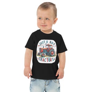 Just a Boy Who Loves Tractors Shirt – Cute Country Farm Tee for Kids, Red Tractor Graphic, Gift for Little Farmer Boys and Tractor Fans
