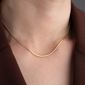 14K Solid Gold Snake Chain Necklace, 2.4 mm,Layering Chain