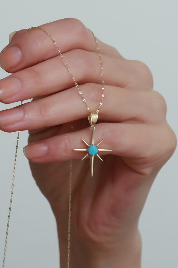 14k Gold North Star Pendant Necklace - Dainty Celestial Charm In Yellow Gold - View #6