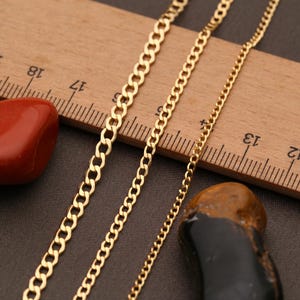 14K Gold Curb Chain Necklace,4mm-2.5mm-2mm,Man Gold Chain,