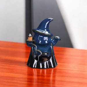 Ceramic Ghost Wizard Backflow Incense Burner: Halloween Decor