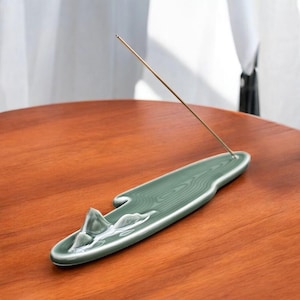 Handmade Ceramic Mountain Incense Holder: Zen Home Decor