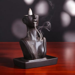 Ceramic Face Waterfall Incense Burner: Zen Meditation Decor