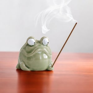 Keramik Frosch Räucherstäbchenhalter