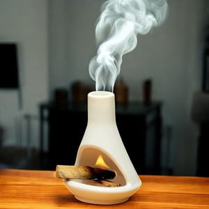 Ceramic Chiminea Burner – Mid-Century Modern Design for Incense, Palo Santo, Tealights, Meditation & Home Decor Accent, Unique Gift