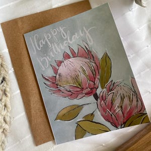 Digital Acryl Protea alles Gute zum Geburtstag | BlütenblätterInInk Designs