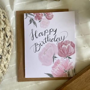 Rosa Pfingstrose Alles Gute zum Geburtstag | BlütenblätterInInk Designs